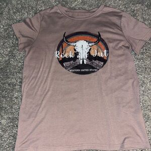 SHEIN Rock Out Graphic Tee - Tan